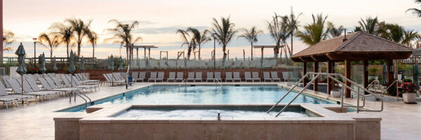 outdoor pool and hot tub