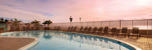 outdoor pool view in the evening